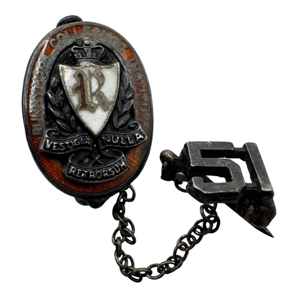 Vintage‎ Runnymede Collegiate Institute Sterling School Pin w/ 51 Year Dangle